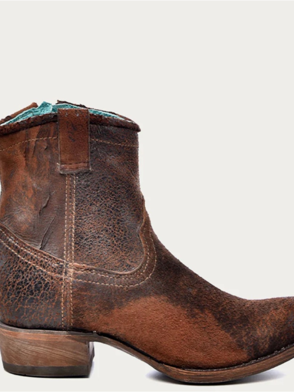 Corral WOMEN'S CHOCOLATE TAN LAMB ROUND TOE COWBOY BOOTIE WITH ZIPPER C1064 - Picture 6 of 12